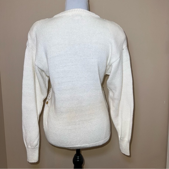 Eminent Womens Vintage 80"s Cream Crew Neck Sweater w/Coin Decoration Size Small - Picture 3 of 8